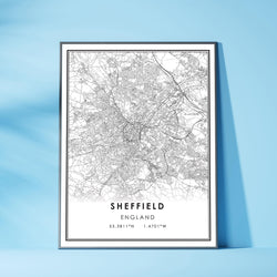 Sheffield, England Modern Style Map Print 