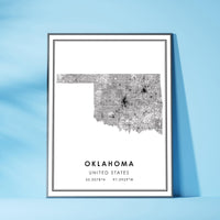 
              Oklahoma, United States Modern Style Map Print
            