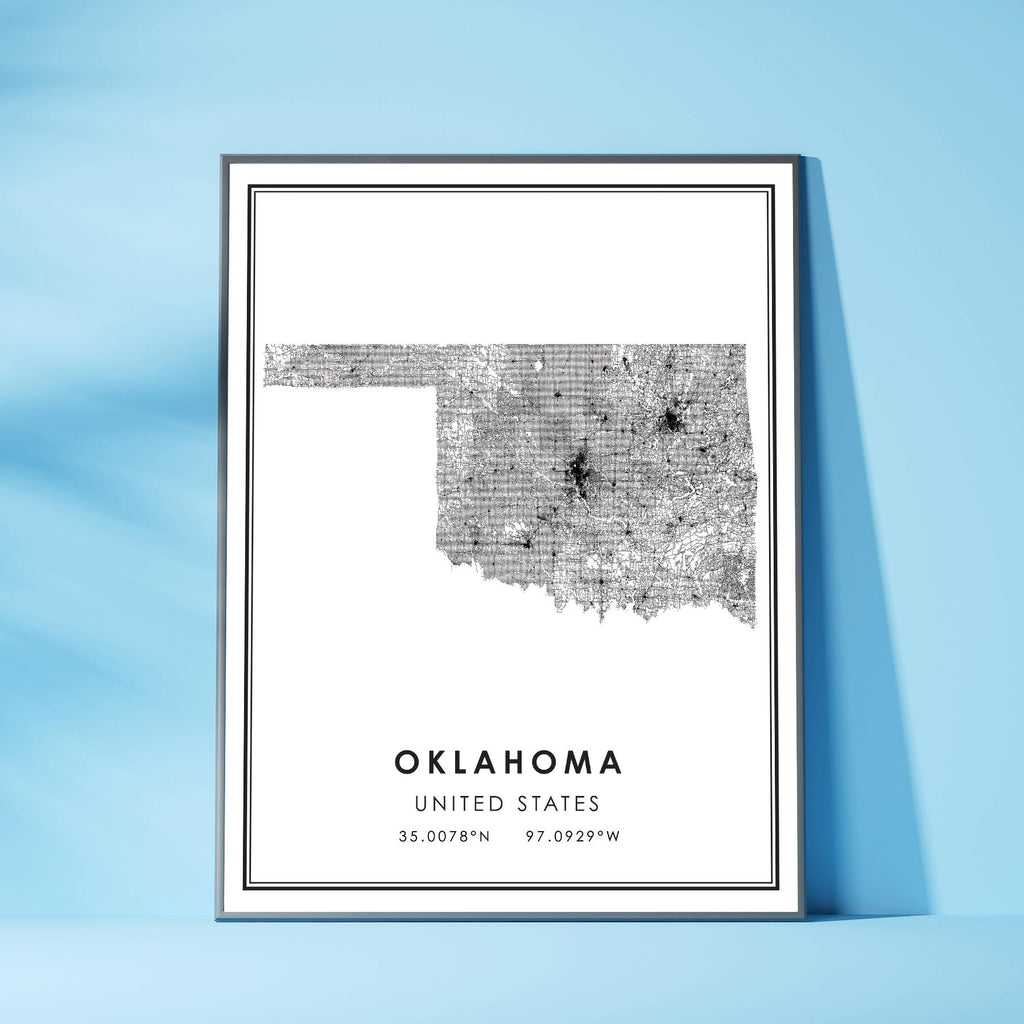Oklahoma, United States Modern Style Map Print