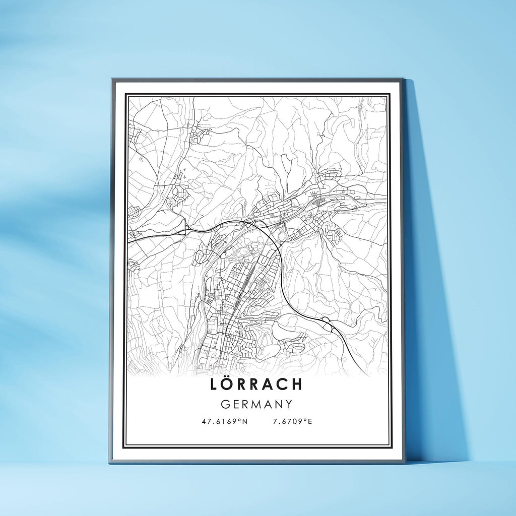 Lorrach, Germany Modern Style Map Print 