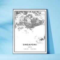 
              Singapore, Asia Modern Style Map Print 
            