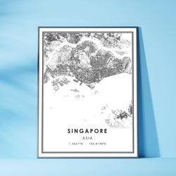 Singapore, Asia Modern Style Map Print 