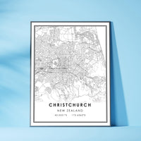 
              Christchurch, New Zealand Modern Style Map Print 
            