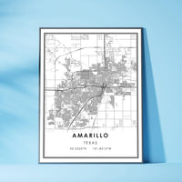 Amarillo, Texas Modern Map Print 