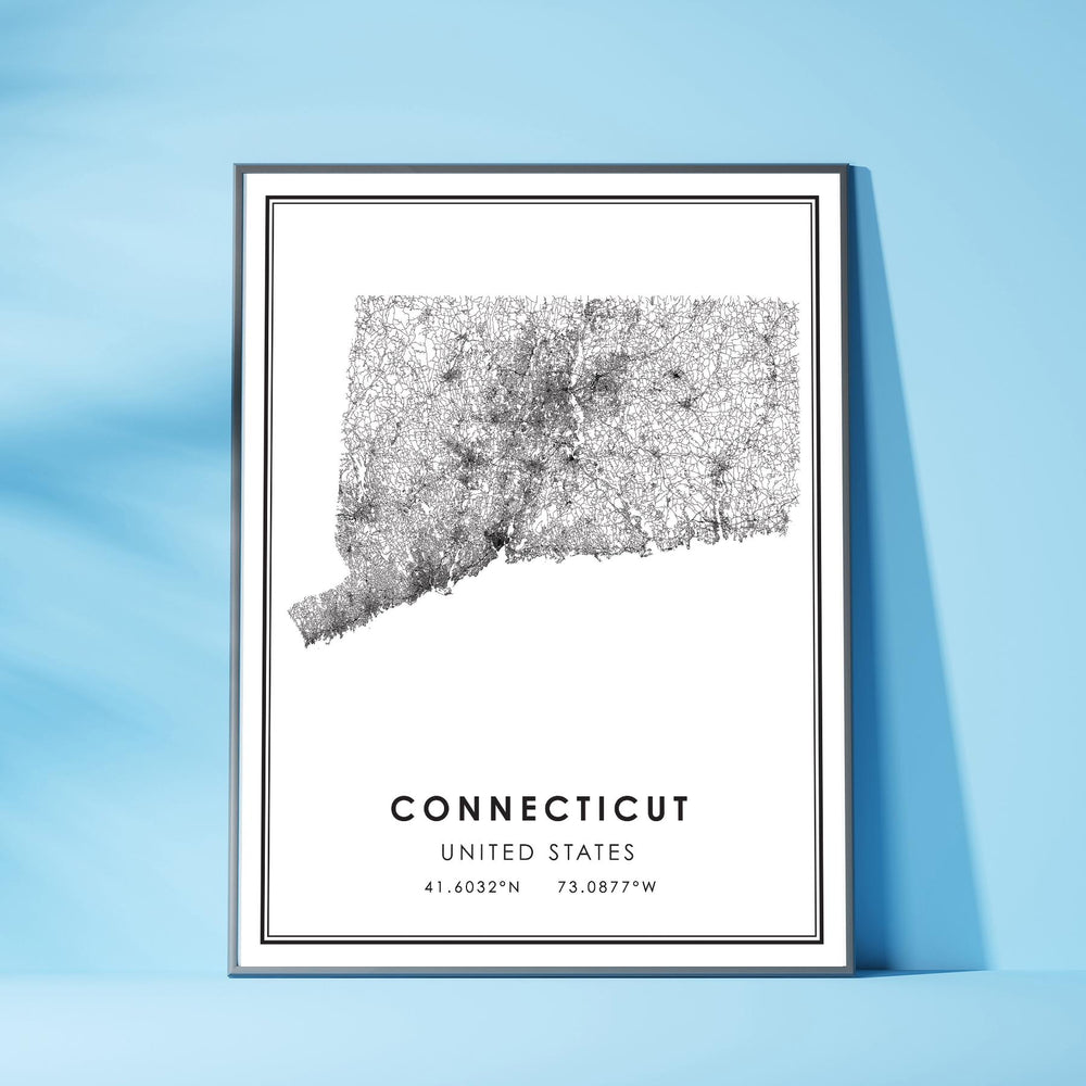 Connecticut, United States Modern Style Map Print 