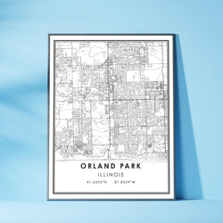Orland Park, Illinois Modern Map Print 