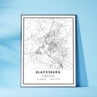 
              Blacksburg, Virginia Modern Map Print 
            