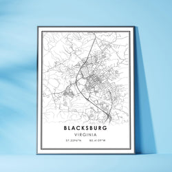Blacksburg, Virginia Modern Map Print 