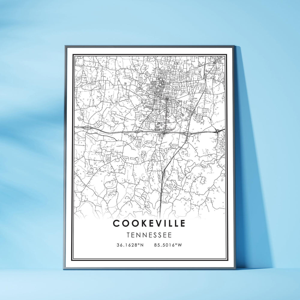 Cookville, Tennessee Modern Map Print 