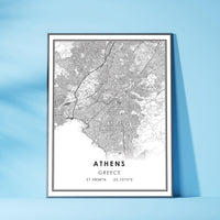 
              Athens, Greece Modern Style Map Print 
            