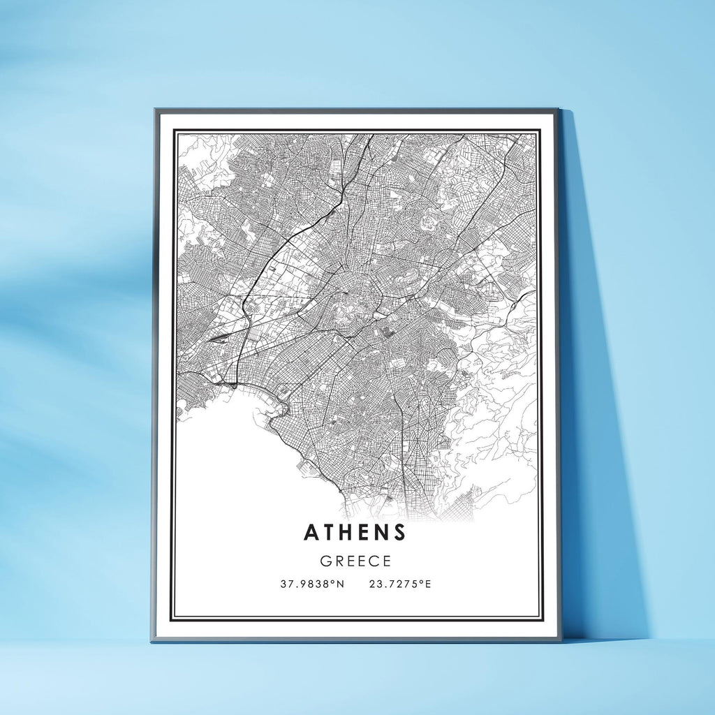 Athens, Greece Modern Style Map Print 