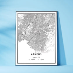 Athens, Greece Modern Style Map Print 