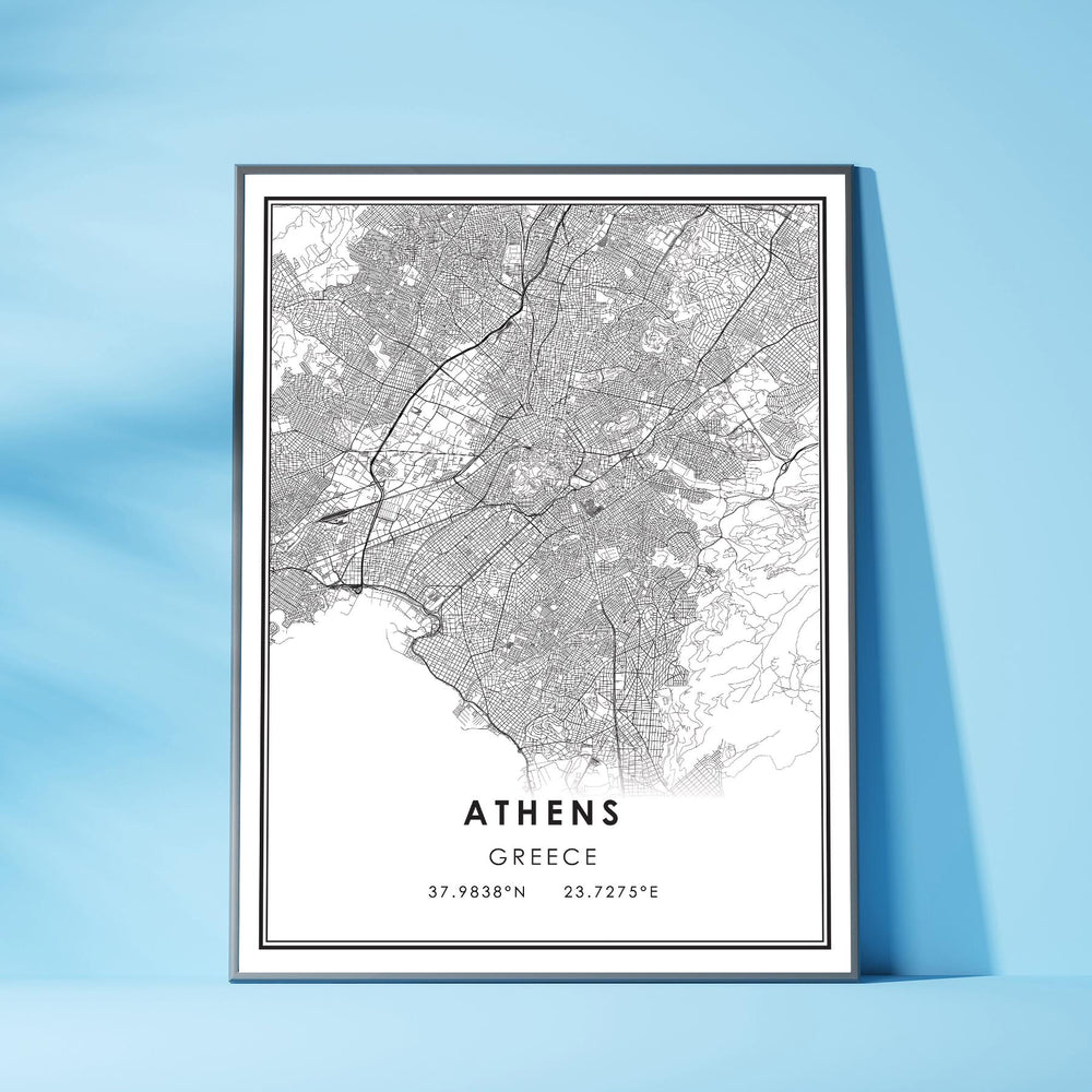 Athens, Greece Modern Style Map Print 