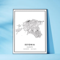Estonia, Europe Modern Style Map Print 