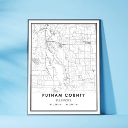 Putnam County, Illinois Modern Map Print 
