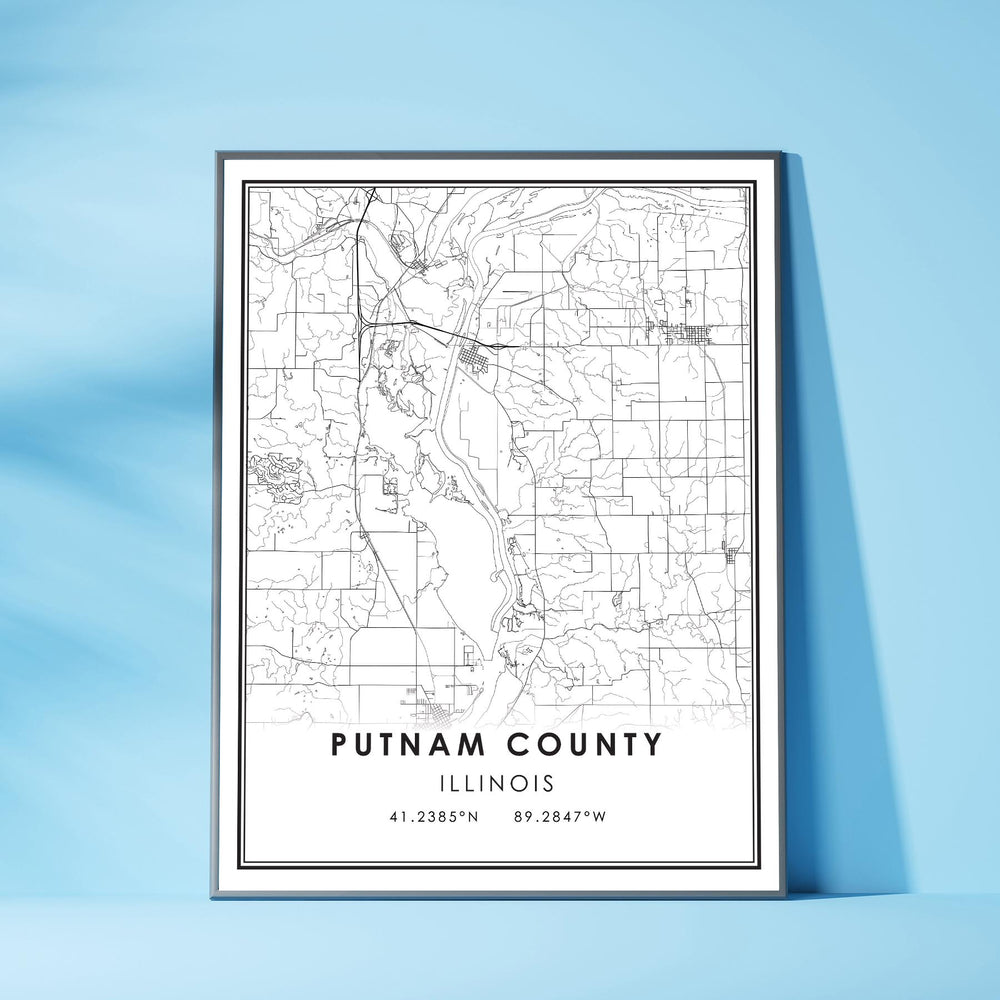 Putnam County, Illinois Modern Map Print 