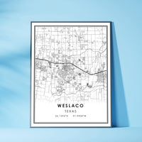 Weslaco, Texas Modern Map Print 
