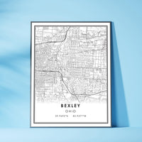 Bexley, Ohio Modern Map Print 