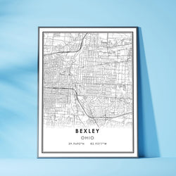 Bexley, Ohio Modern Map Print 