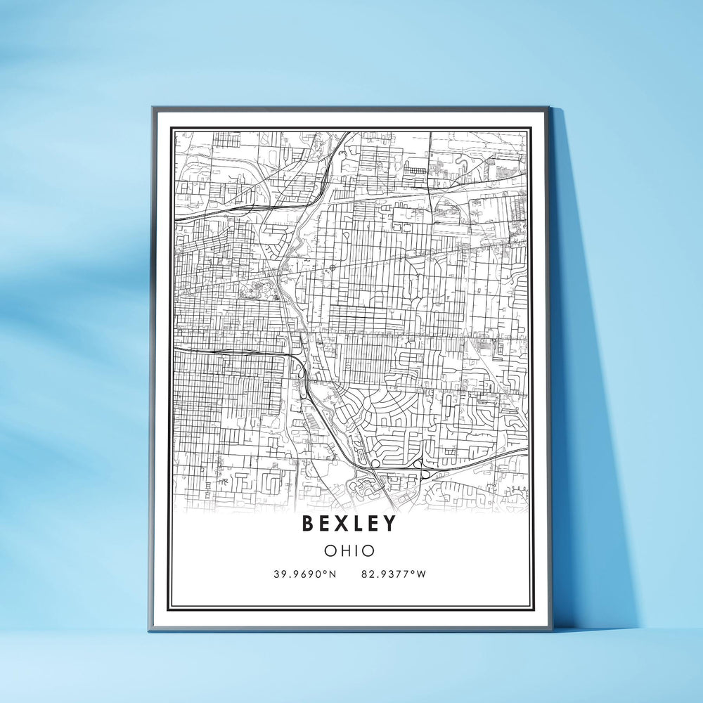 Bexley, Ohio Modern Map Print 