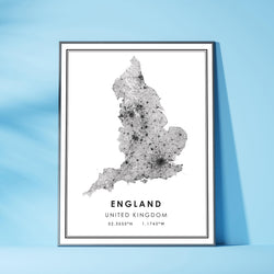 England, United Kingdom Modern Style Map Print