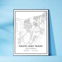 
              South Lake Tahoe, California Modern Map Print 
            