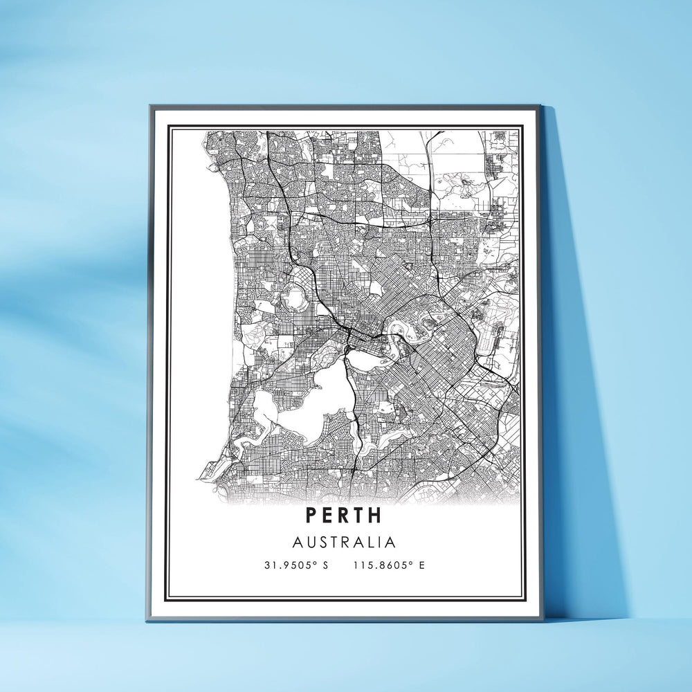 Perth, Australia Modern Style Map Print