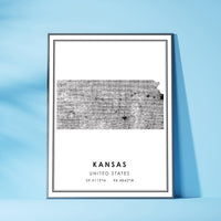 
              Kansas, United States Modern Style Map Print 
            