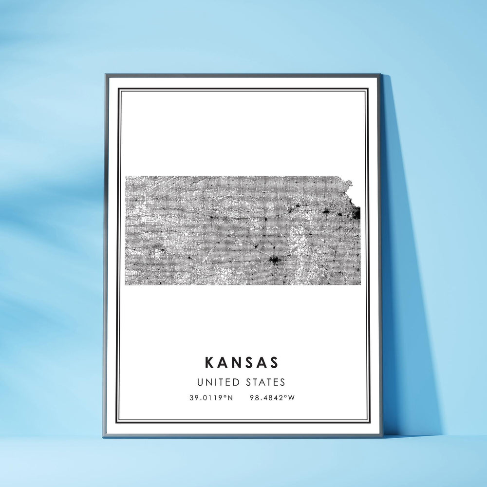 Kansas, United States Modern Style Map Print 