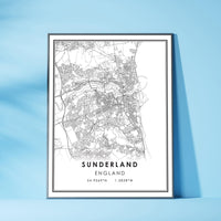 
              Sunderland, England Modern Style Map Print 
            