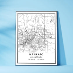 Mankato, Minnesota Modern Map Print 