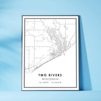 
              Two Rivers, Wisconsin Modern Map Print 
            