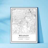 
              Wellesley, Massachusetts Modern Map Print 
            