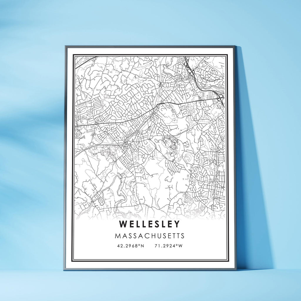 Wellesley, Massachusetts Modern Map Print 