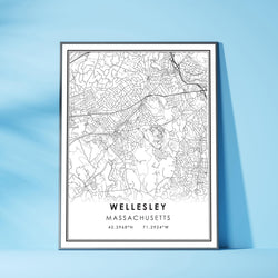 Wellesley, Massachusetts Modern Map Print 