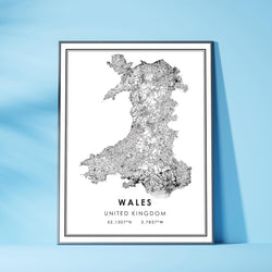 Wales, United Kingdom Modern Style Map Print 