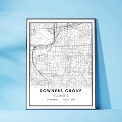 Downers Grove, Illinois Modern Map Print 