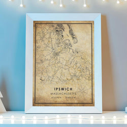 Ipswich, Massachusetts Vintage Style Map Print 