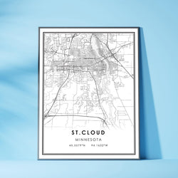 St. Cloud, Minnesota Modern City Map Print