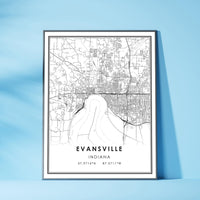 
              Evansville, Indiana Modern Map Print 
            