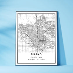 Fresno, California Modern Map Print 