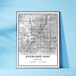 Overland Park, Kansas Modern Map Print