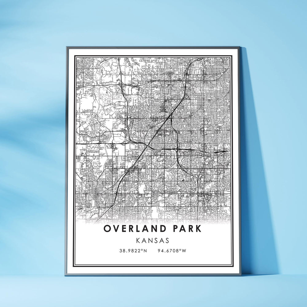 Overland Park, Kansas Modern Map Print