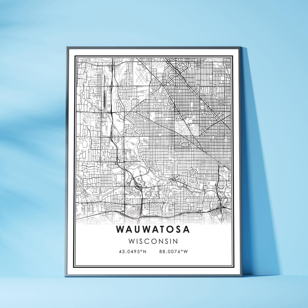 Wauwatosa, Wisconsin Modern Map Print 