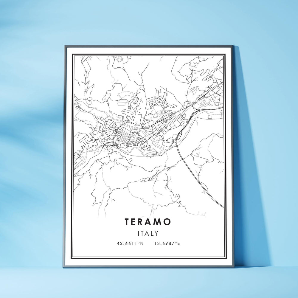 Teramo, Italy Modern Style Map Print 