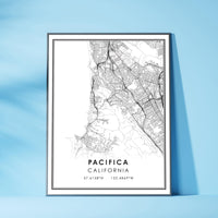 Pacifica, California Modern Map Print 