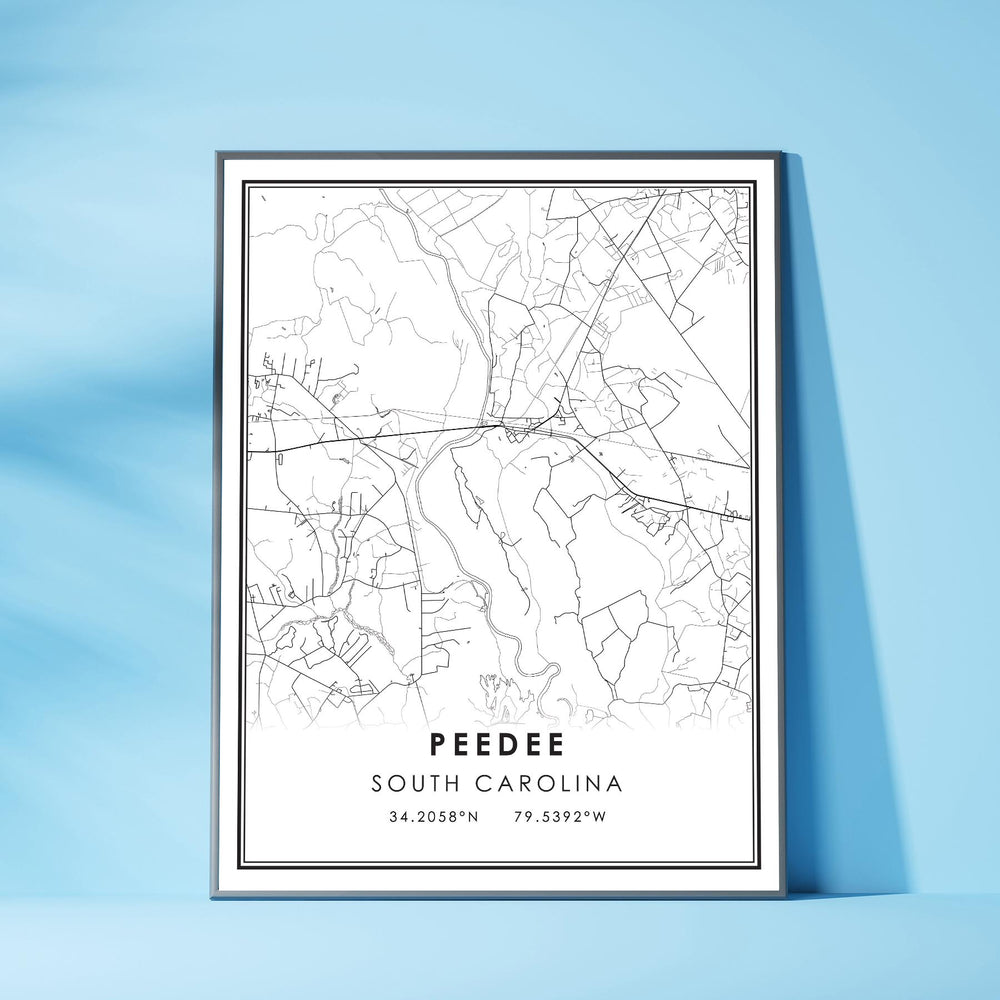 Pee Dee, South Carolina Modern Map Print 