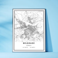 Belgrade, Serbia Modern Style Map Print 