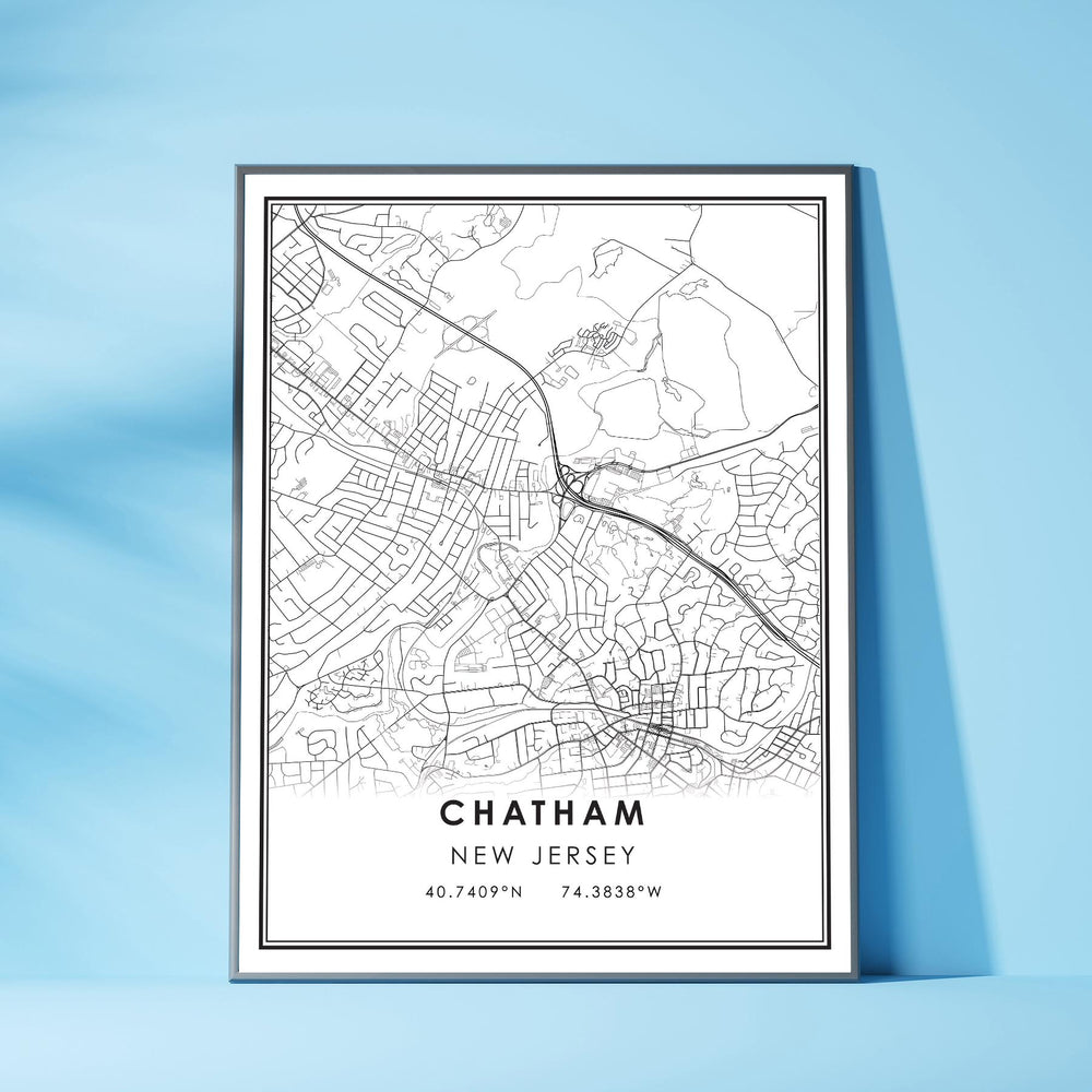 Chatham, New Jersey Modern Map Print 