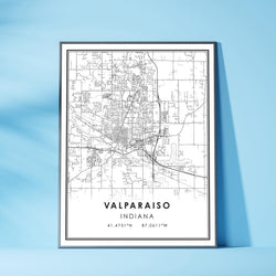 Valparaiso, Indiana Modern Map Print